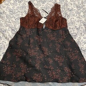 Free People Brown and Black Mini Dress